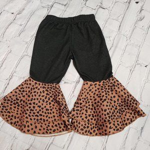 Bailey's Blossoms ~ Ally Pleated Baby Bell Bottoms ~ Leopard / A28
